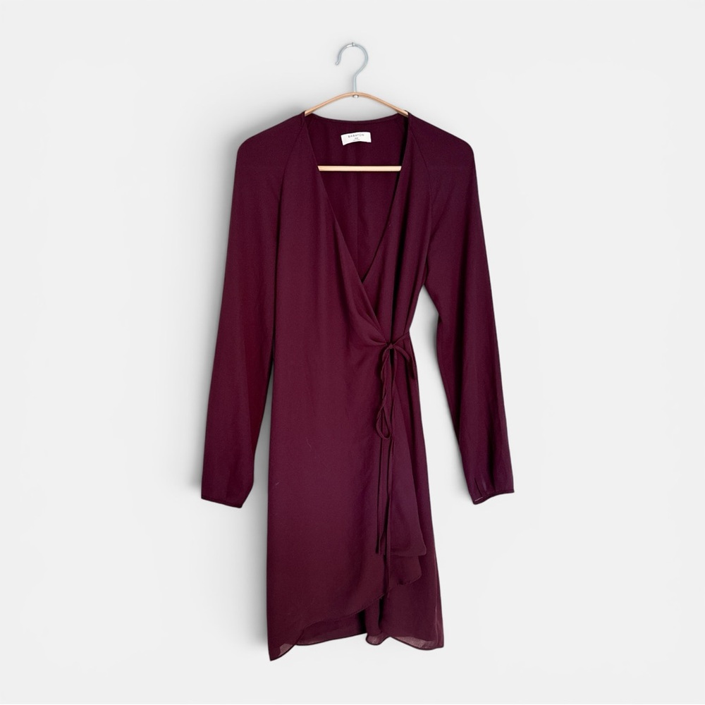 Aritzia Babaton Degrazia Wrap Mini Dress Wine Burgundy - Size XXS